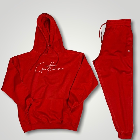 Gentleman Apparels Red Sweatsuit w/ White Signature Logo - Picture 1 of 1